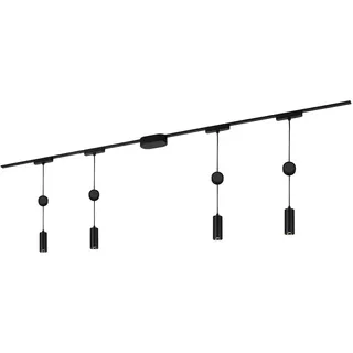 B.K.Licht Briloner Luxtrail Komplettset, 4x LED Pendel, Höhenverstellbar, Einspeisung, Schwarz