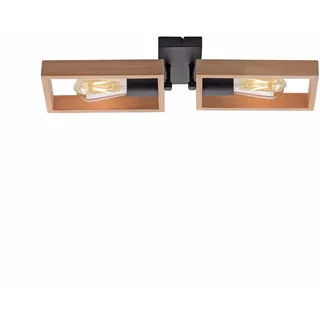 just light. Deckenleuchte 2-flammig rechteckig Holz Metall