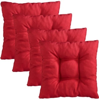 Traumnacht Stuhlkissen Cozy 4er Set, Bequeme Sitzkissen für Gartenstuhl, Küche oder Esszimmer, Indoor u. Outdoor, 38 x 38 x 6 cm, rot