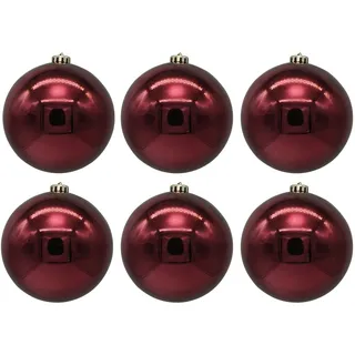 Weihnachtskugeln aus Kunststoff (6 Stück Bordeaux glänzend 14 cm) | Für den Innen- und Außenbereich – Wetterfest – Bruchsicher Outdoor Christbaumkugeln Weihnachtsbaumkugeln Baumkugeln