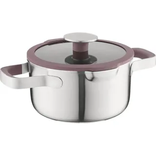 BergHOFF Home Kochtopf 18 cm aus Edelstahl mit Glasdeckel, für Induktion und alle Herdarten, backofenfest bis 180 Grad, spülmaschinenfest, Braun Grau - Braun