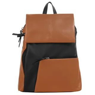Cityrucksack CLUTY, Damen, Gr. B/H/T: 27cm x 30cm x 4cm, onesize, braun (cognac), Leder, Rindsleder, leicht glänzend, unifarben, Rucksäcke Cityrucksack, echt Leder, Made in Italy