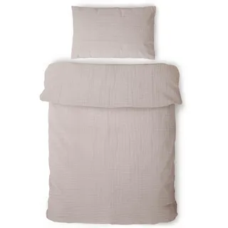 LAYNENBURG Premium Musselin Kinderbettwäsche 100x135 cm + 40x60 cm – 100% Baumwolle – Oeko-Tex Standard – 3 lagiges Musselin Bettwäsche Set für Baby, Kinder, Jungen & Mädchen (Taupe)