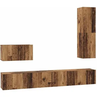 vidaXL Wand-TV-Schrank Wandmontiert 4 pcs Altholz Holzwerkstoff - Braun