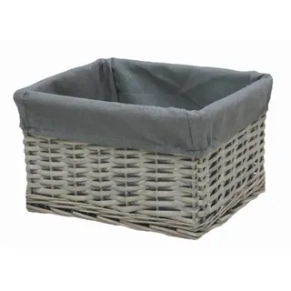Ambia Home Regalkorb , Grau , Textil , Weide , massiv , 10 l , rechteckig , 27x18x31 cm , Innenfutter, handgemacht , Ordnen & Aufbewahren, Dekoboxen & Aufbewahrungsboxen, Regalboxen & Stehsammler