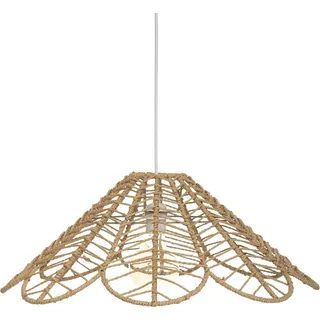 Atmosphera | Hängeleuchte - 58 cm - Metall mit Papier - Boho Stil - Handgefertigt - Naturmaterial - Weiß