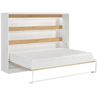 Kaiser Möbel Schrankbett Perfekt 160x200 Ein Horizontales Vereint Eiche + Weiß , Eichefarben, Weiß , Metall , Echtholz,Balkeneiche , 2-Schicht , Rechteckig , 160x200 cm , Schlafzimmer, Betten, Gästebetten, Klappbetten