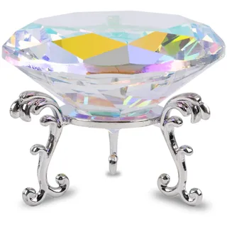 FBBULES 80mm Kristall Diamant Briefbeschwerer Glas mit Ständer, Kristall Diamant Deko Diamantene Hochzeit Geschenk Glasdiamant für Halloween Weihnachten Erntedankfest Tafelaufsätze