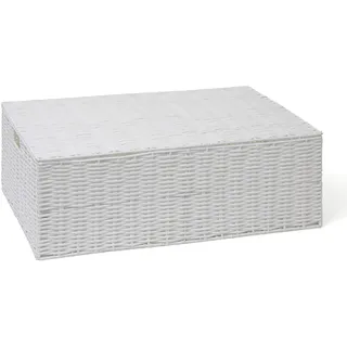 ARPAN Aufbewahrungsbox aus Kunstharz, gewebt, unter dem Bett, Truhe, Regal, Spielzeug, Kleiderkorb mit Deckel, Weiß (groß)