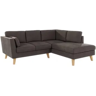 S-Style Möbel Ecksofa Mario Braun - Khaki Microfaser , Textil , Echtholz,Buche , Füllung: Silikon,Komfortschaum , L-Form,L-Form , 221x186 cm , Hergestellt in Europa, Oeko-Tex® , Wohnzimmer, Sofas & Couches, Wohnlandschaften, Ecksofas