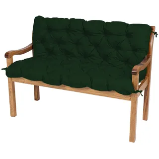 TexDeko® Garden Bankauflage mit Rückenlehne Outdoor 130x50x50cm Dunkelgrün | Sitzpolster für Gartenbank, wasserabweisend, UV - beständig, In- & Outdoor Auflage, mit Rückenkissen, formstabile Sitzkissen