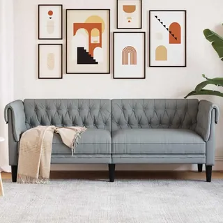 Chesterfield-Sofa 3-Sitzer Hellgrau Stoff - Grau