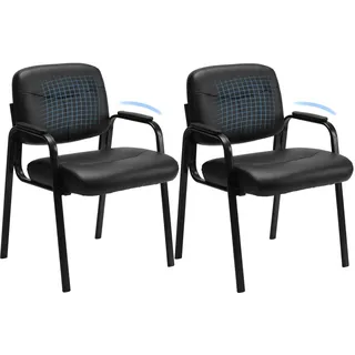 Sweetcrispy Büro Gast Stuhl, Leder stationären Wartezimmer Stühle ohne Räder, mit gepolsterten Armlehnen für ältere Menschen, Schreibtisch Konferenzraum Lobby Tisch Seite Salon