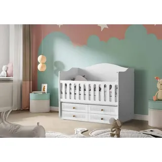 Babybett Elegant Praktische Schubladen Modernes Design Stilvolles Kinderzimmer - Weiß