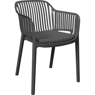 Ambia Garden Stapelsessel , Anthrazit , Kunststoff, Textil , Füllung: Polyester , konisch , 55x80x60 cm , stapelbar , Gartenmöbel, Balkonmöbel, Balkonstühle
