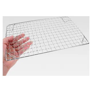 Edelstahl Grillrost mit Füßen 28 x 18 cm Rechteckiges Grillgitter für Holzkohlegrills und Camping
