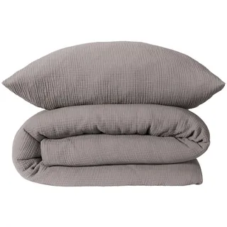 SCHIESSER Molly Unifarben Grau 135 x 200 cm + 80 x 80 cm