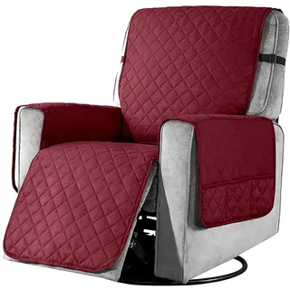 YancLife Sesselschoner mit Taschen, Sesselschoner für Fernsehsessel 1 Sitzer Taschen Sesselüberwurf Waschbar Sesselschutz Haustieren für Zuhause mit Kindern und Haustieren Hund - Small/Wine Red