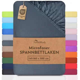NatureMark Spannbettlaken Mikrofaser-Polyester 140 x 200 - 160 x 200 cm anthrazit
