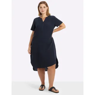 Tunikakleid SHEEGO "Kleid", Damen, Gr. 54, Normalgrößen, tiefblau, 100% Baumwolle, unifarben, knielang, Rundhals, Kleider Tunikakleid