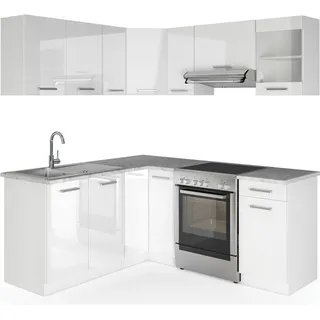 Vicco Winkelküche L-Form 187 x 167 cm Weiß Hochglanz