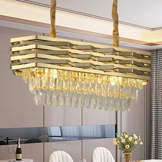Schindora Gold Kristall Pendelleuchte Esstisch Moderner HäNgelampe Wohnzimmer L80Cm Esszimmer Kronleuchter ÜBer Tisch Oval Pendelleuchten Pendelleuchte FüR KüCheninsel