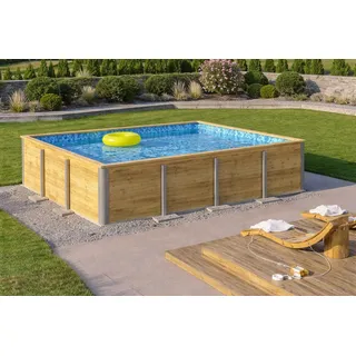 Massivholzpool Siargao Gr. 2, Folie Carrara, 45 mm Wandstärke