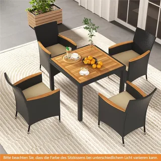 Rattan-Gartenmöbel-Set – Essgruppe – Gartenmöbel – Terrassenmöbel – Gartenmöbel – 5-teilig, für 4 Personen