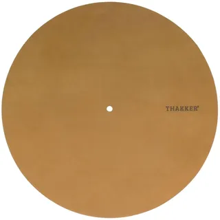 THAKKER Nubuck Leather Mat - Cognac Brown - Plattentellerauflage aus echtem Nubuk Leder - braun | 1,8-2mm stark | 295mm Durchmesser | mehr Wärme | mehr Dynamik