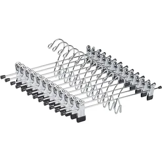 Amber Home 26 Stück robuste Metall-Kleiderbügel für Hosen und Röcke, stapelbare Metall-Kleiderbügel mit 2 verstellbaren Clips, kaskadierender Clip-Kleiderbügel, Slacks (normaler Clip, 26)