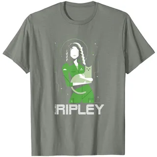 Alien 45th Anniversary Ellen Ripley & Jonesy Stylized Art T-Shirt, Herren, Heidekraut/Armeegrün, L