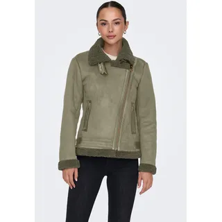Lederimitatjacke ONLY "ONLNEWDIANA AVIATOR JACKET CC OTW", Damen, Gr. M, mermaid detail:kalamata fur, Web, Obermaterial: 100% Polyester, unifarben, regular fit, Jacken Lederimitatjacke