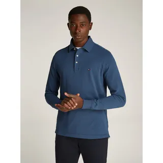 Langarm-Poloshirt TOMMY HILFIGER "1985 SLIM LS POLO", Herren, Gr. 3XL, blau (aegean sea), Obermaterial: 96% Baumwolle, 4% Elasthan, Shirts Langarm-Poloshirt