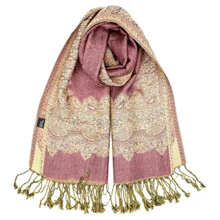 Achillea Pashmina-Schal mit Fransen, weich, seidig, wendbar, Paisleymuster, Border Orchidee