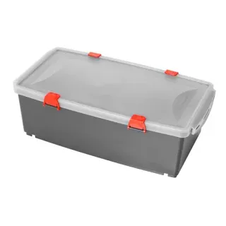 VERMOP Moboxx, anthrazit Kunststoffbox, mit Deckel, mit roten Clips