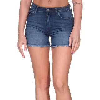 ONLY Damen Shorts Kurze Denim Jeans Shorts Knopf und Reißverschluss Sommer Pants, Farben:Dunkelblau, Größe:S