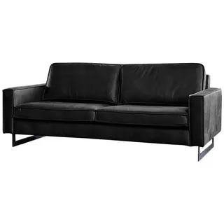 KAWOLA Couch Lederfaserstoff 3-Sitzer Schwarz
