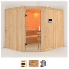 Bild Sauna »Marit«, (Set), 9-kW-Bio-Ofen mit externer Steuerung beige