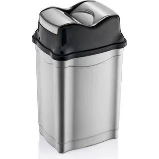 Moderner Abfalleimer / Mülleimer mit praktischem Push-Deckel 28 Liter - Silber