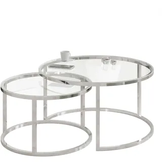 lookway COUCHTISCH CIRI CHROME 2in1 Glasplatte