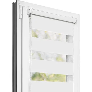 Estika Doppelrollo Klemmfix - 130 x 150 cm - Weiß - Duo Rollo ohne Bohren - Weiß