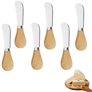 6 Stück Buttermesser, Klein, Nutella Messer | Edelstahl-Butterstreichmesser Mit Holzgriff, Tafelmesser,Butter Knife,Für Butter,Käse Und Gebäckherstellung