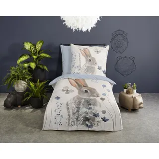 Good Morning Ravi Renforcé, hellblau Größe 1x 135x200, cm + 1x 80x80 cm