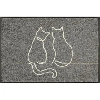 wash+dry FUßMATTE , Grau , Textil , Katze , rechteckig , 50x75 cm , Oeko-Tex® Standard 100 , rutschfest, für Fußbodenheizung geeignet, lichtunempfindlich , Teppiche und Böden, Schmutzfangmatten, Fußmatten