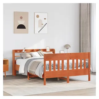 vidaXL Massivholzbett ohne Matratze Wachsbraun 120x190 cm Kiefernholz