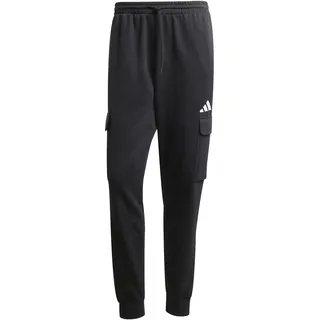 adidas Essentials Feelcozy Fleece Cargo Pant, Black/White, L