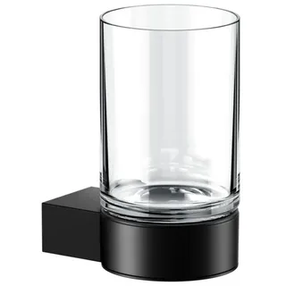 KEUCO PLAN Glashalter, Echt-Kristallglas, 14950379000, Farbe: Schwarz Matt
