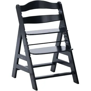 hauck Hochstuhl Alpha+ - Mitwachsender Holz Babystuhl FSC® zertifiziert), Kinderhochstuhl ab 6 Monate, verstellbar, mit Schutzbügel, Schrittgurt und 5-Punkt-Gurt - Schwarz