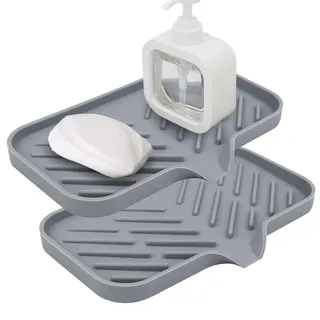 KAWAAN 2 Stück Seifenschale mit Ablauf, Schwammhalter Spülbecken, Silikon | Seifenhalter Badewanne, schwammhalter, Seifenablage Waschbecken, Seifenschalen für Badezimmer, Küche & Zähler - 24,5*15 cm