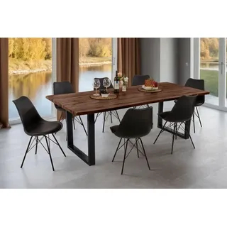 Sam Esstisch Baumkante Holz-Optik Nussbaum 220 x 100 U-Gestell schwarz JOSY